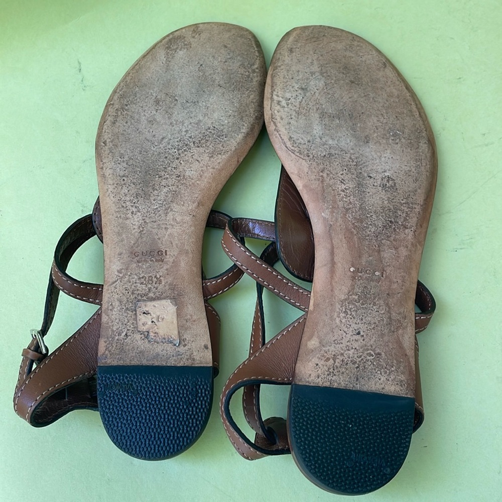 Vintage brown/silver Gucci all leather shoes with dust bag - Picture 14 of 15
